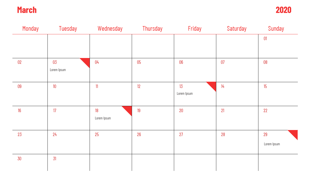 powerpoint calendar slide-march